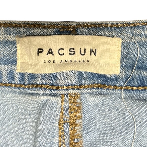 Pacsun Denim Shorts Girls 22/ 6 Small Cuffed Distressed Button Up Jeans Stretch - Picture 3 of 6